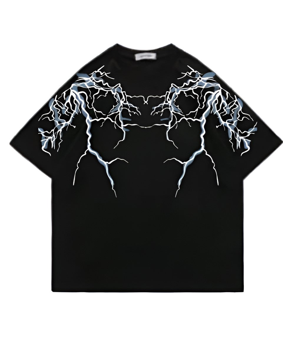 Electric Bolt Print Black T-Shirt