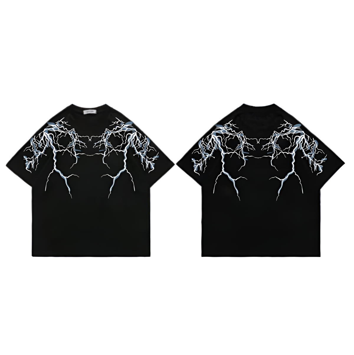 Electric Bolt Print Black T-Shirt