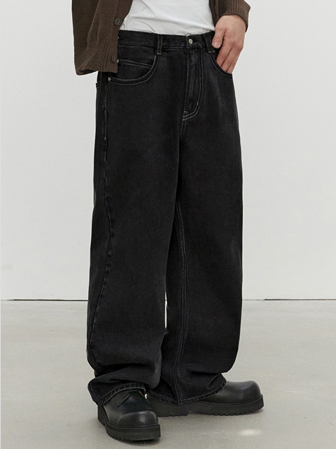 Washed Black Baggy Denim Jeans